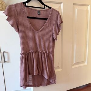 SHEIN Dusty Pink Textured V-Neck Dress